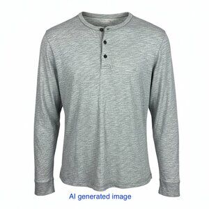 UNTUCKit XXL Gray Henley Shirt Long Sleeve Casual Pullover 100% Cotton